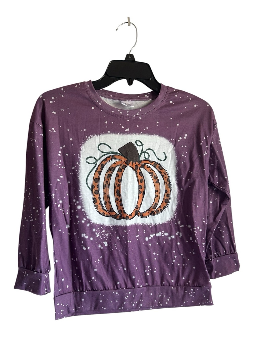 Unbranded Girls Size 9-10 Purple Pumpkin Print Long Sleeve Top - Picture 1 of 7